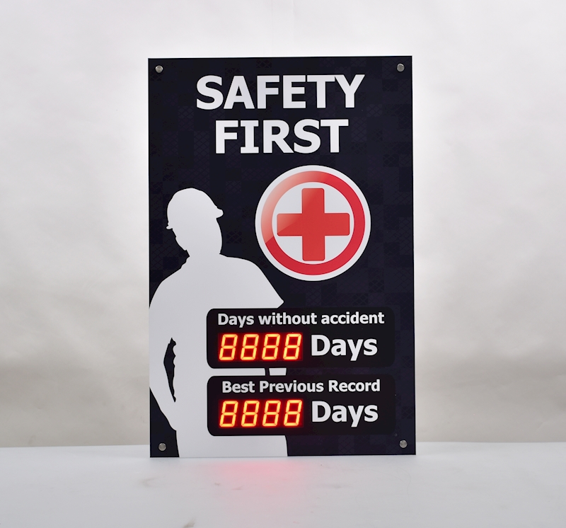 Accident Free Days Sign With Two Numeric Counters